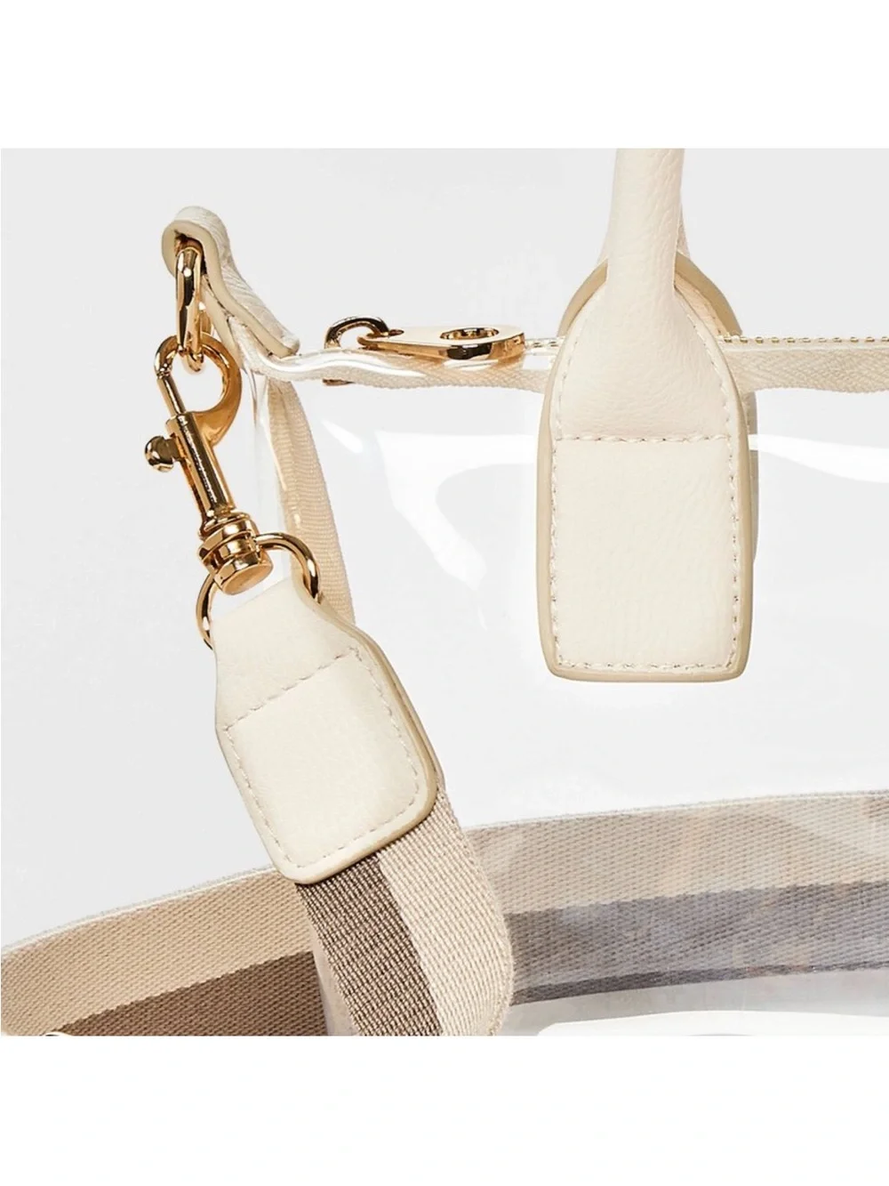 Universal Thread Clear Crossbody Bag with Cream Trim and Beige Striped Strap